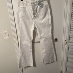 Loft Women’s White Jeans Size 32 The Slim Flare High Rise Curvy Regular NWT